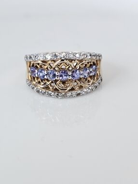 Authentic Victoria Wieck Tanzanite & White Zircon In 18k Vermeil Size 7.5